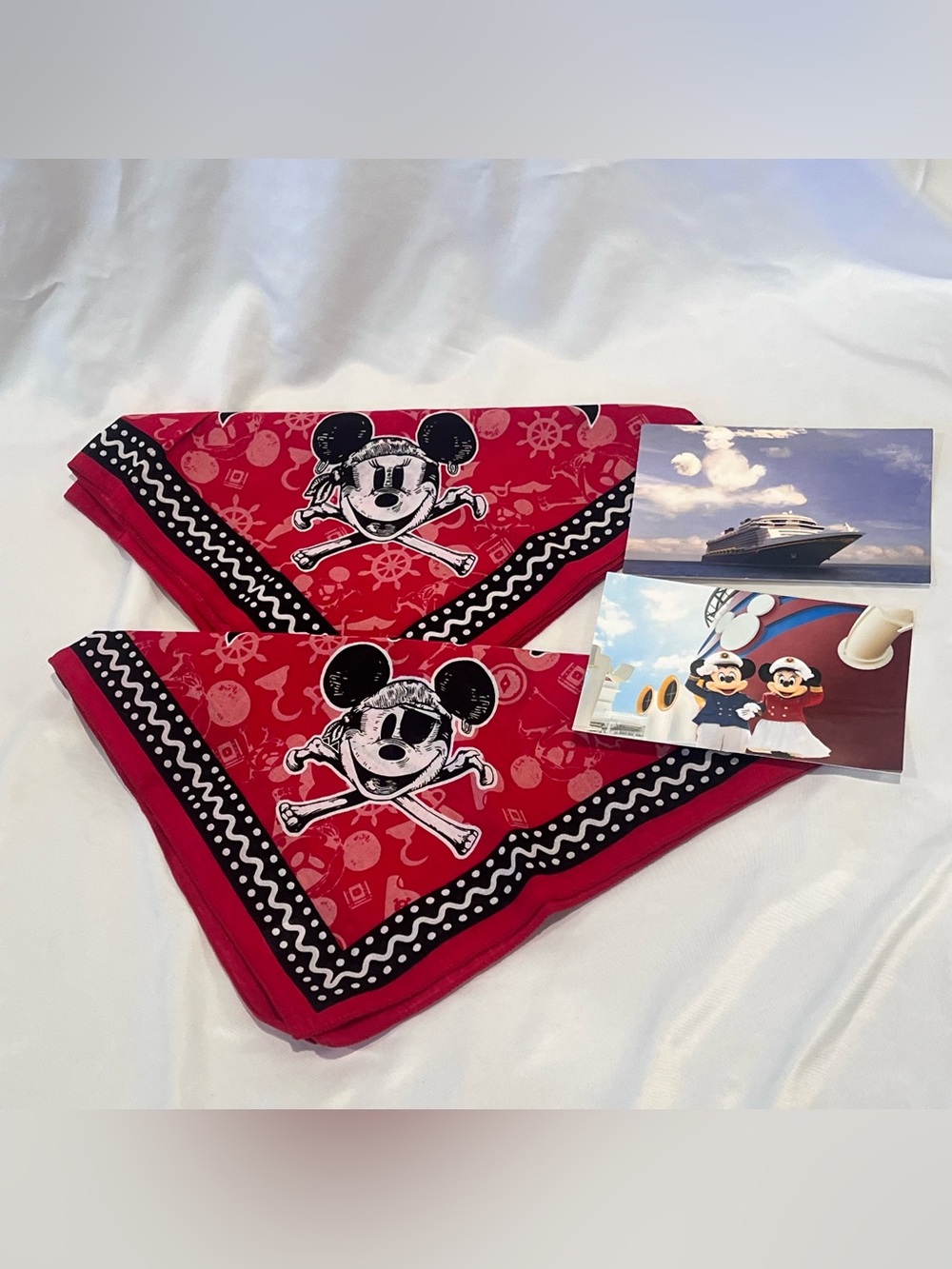 Disney Cruise Line Pirate Mickey Bandanas 2 + Captain Mickey Minnie Postcards